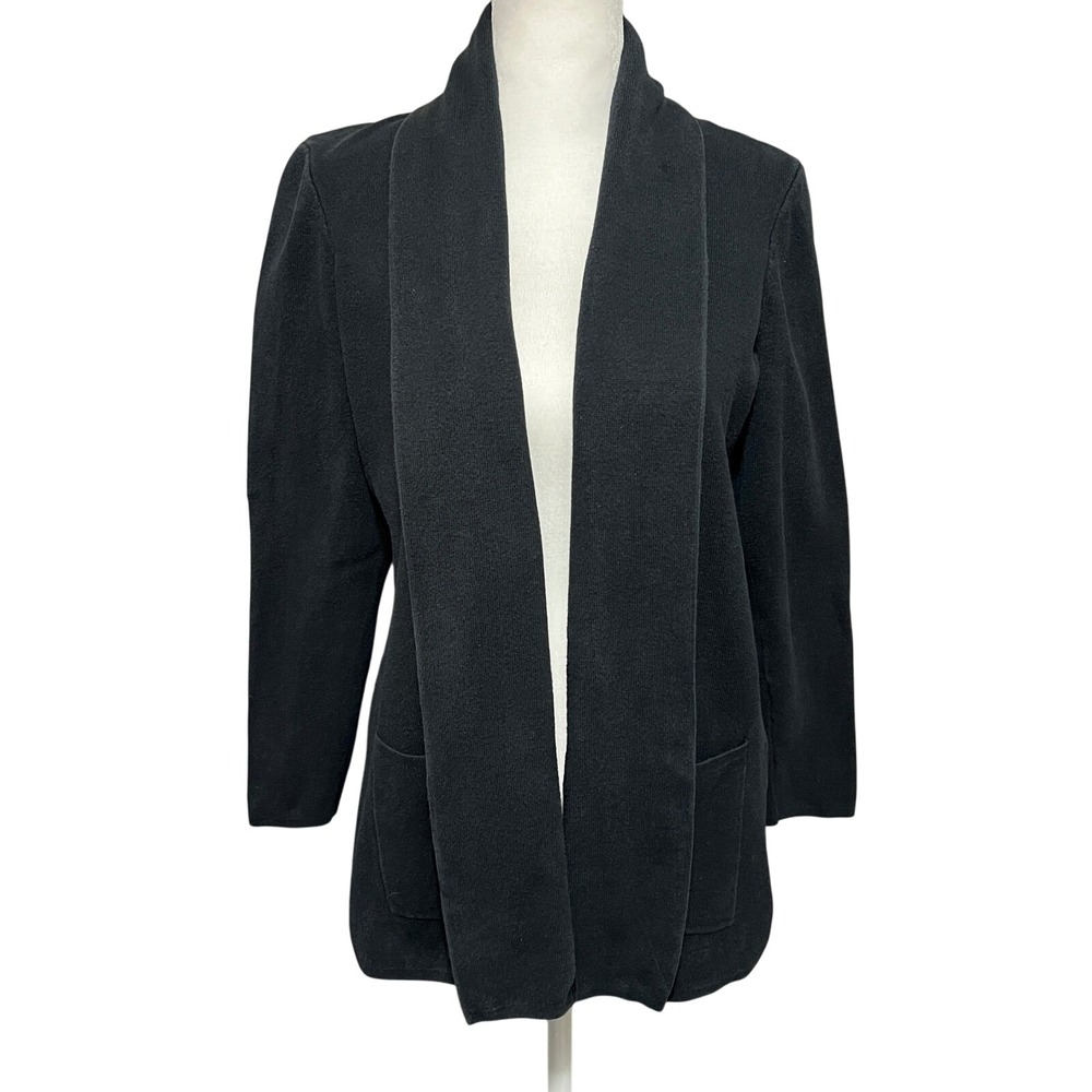 J.Crew Factory Y2K Open Front Cardigan Sweater Knit Pockets‎ Casual Black Small